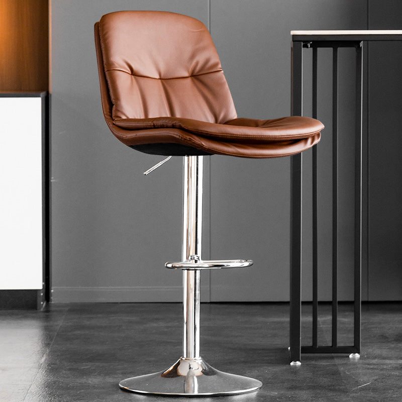 Contemporary Metal Legs Bar Stools Indoor Faux Leather Counter Chair