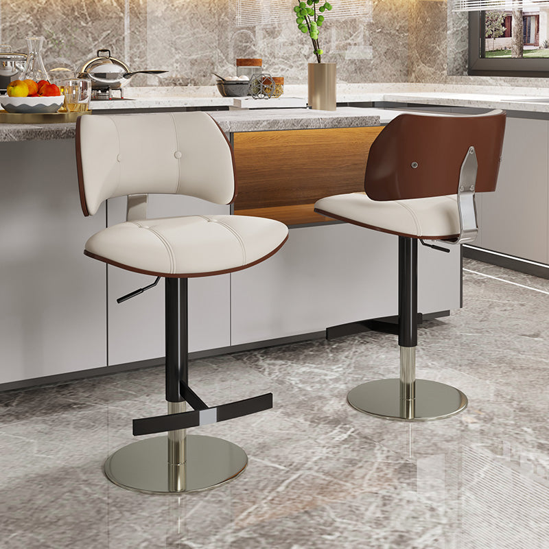 Glam Style Metal Bar Stool Footrest Counter Stool for Living Room