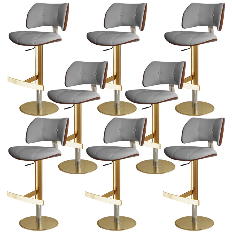 Glam Style Metal Bar Stool Footrest Counter Stool for Living Room