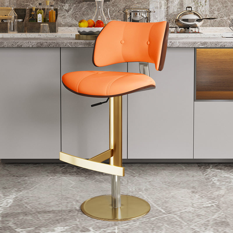 Glam Style Metal Bar Stool Footrest Counter Stool for Living Room