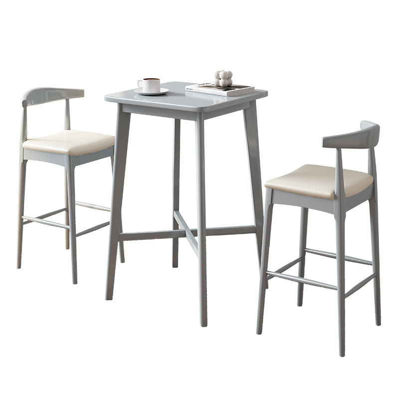 1/2/3 Pieces Bar Stool and Table Set Solid Wood Round for Dining Room