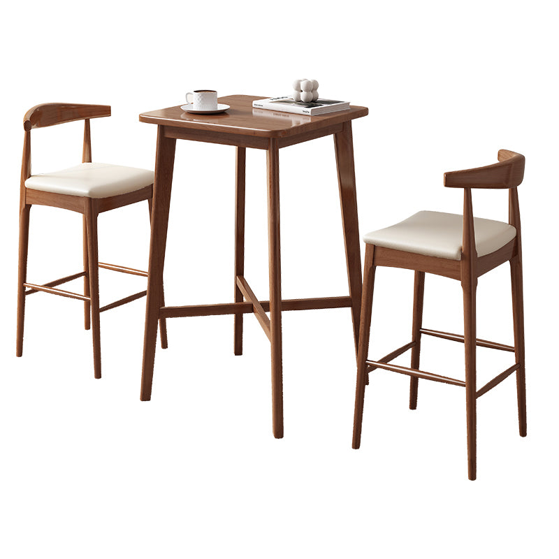 1/2/3 Pieces Bar Stool and Table Set Solid Wood Round for Dining Room