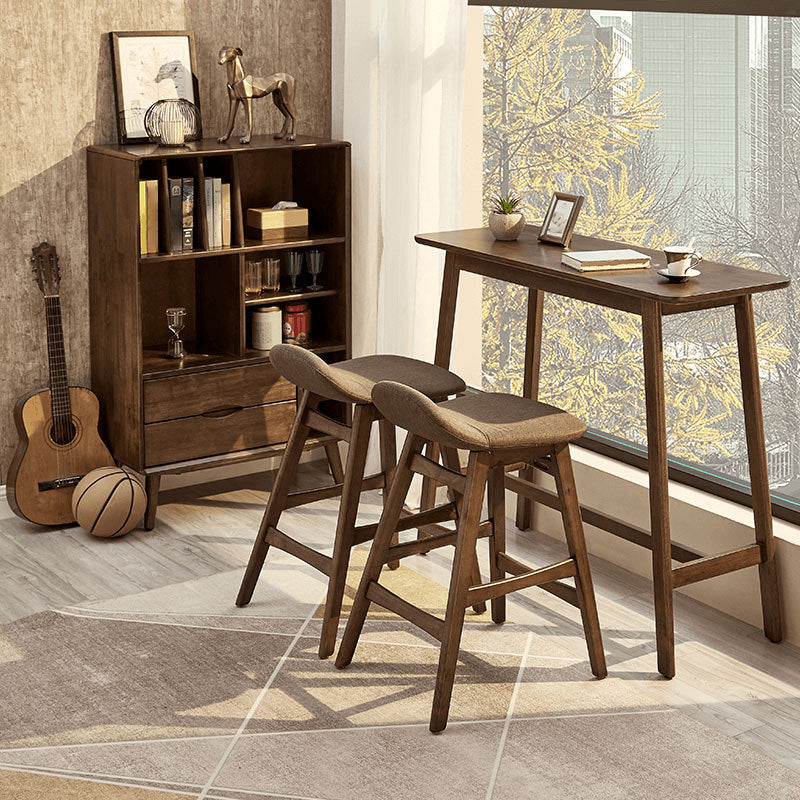 1/3/4 Pieces Table and Stool Set Contemporary Brown Solid Wood