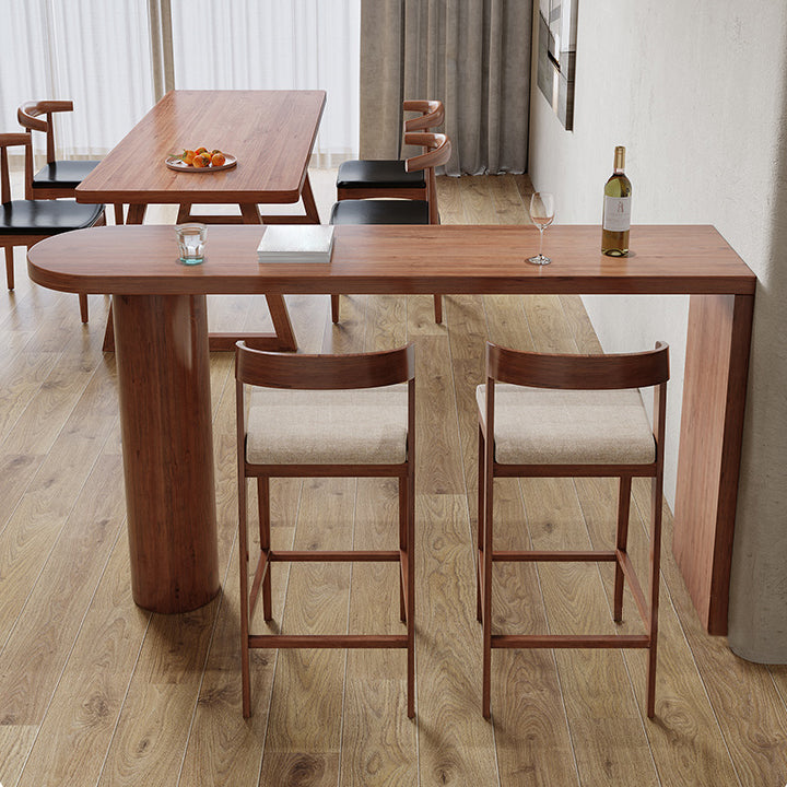 1/3 Pieces Bar Stool and Table Set Brown Solid Wood for Dining Room