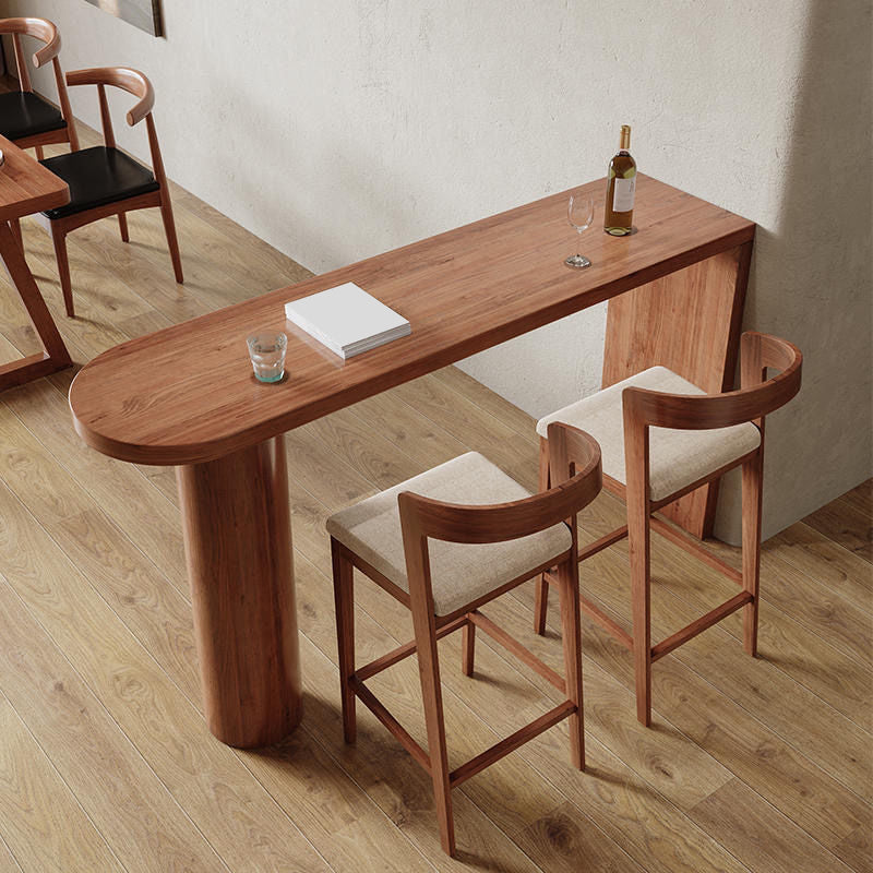 1/3 Pieces Bar Stool and Table Set Brown Solid Wood for Dining Room