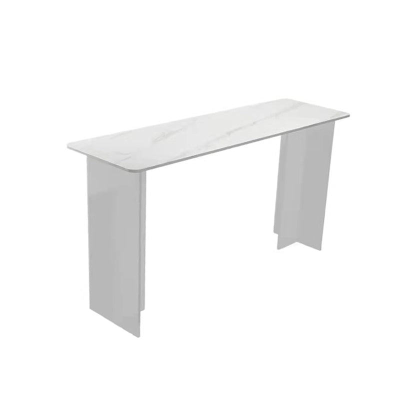 White Stone Top Rectangle Bar Table with Acrylic Base for Home