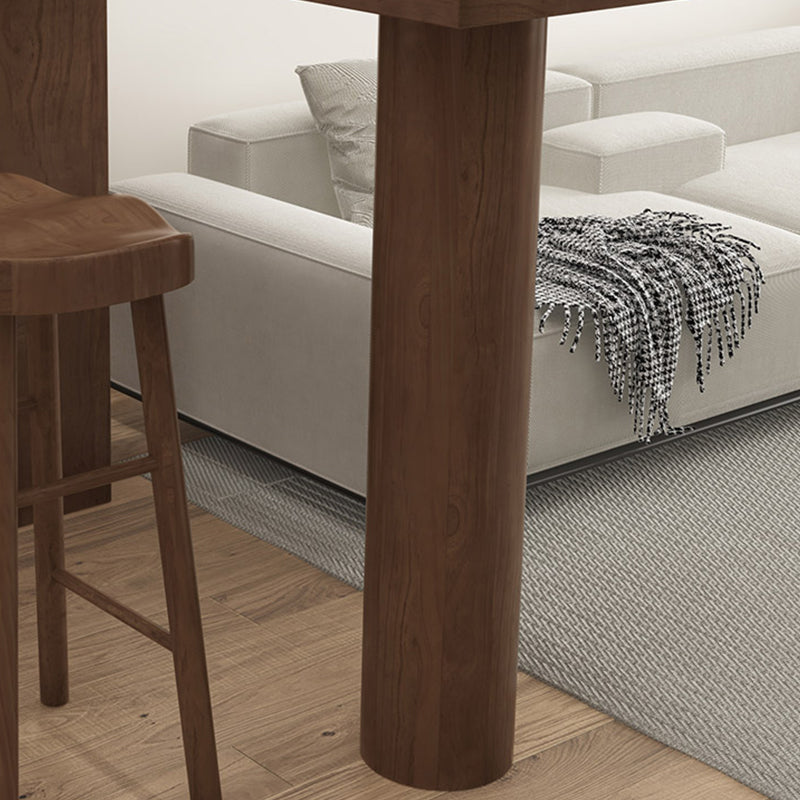 Brown Pine Wood Rectangle Bar Table with Storage for Living Room