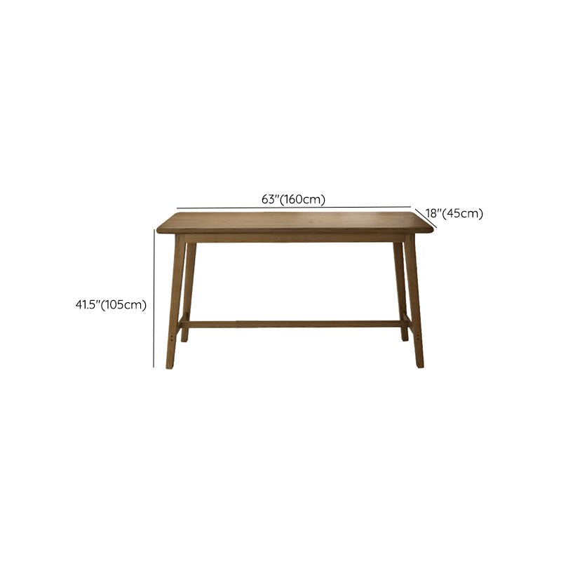Brown Ash Wood Rectangle Bar Table with Trestle for Living Room
