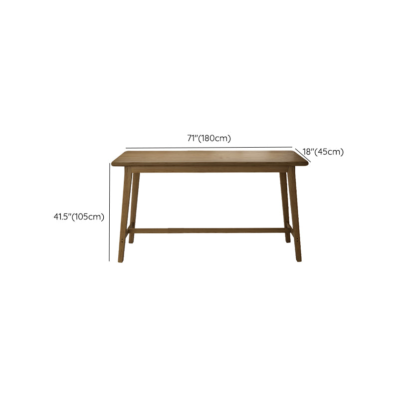 Brown Ash Wood Rectangle Bar Table with Trestle for Living Room