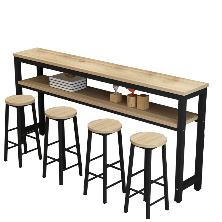 Contemporary Style Wood Rectangle Pub Bar Table for Living Room