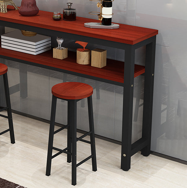 Contemporary Style Wood Rectangle Pub Bar Table for Living Room