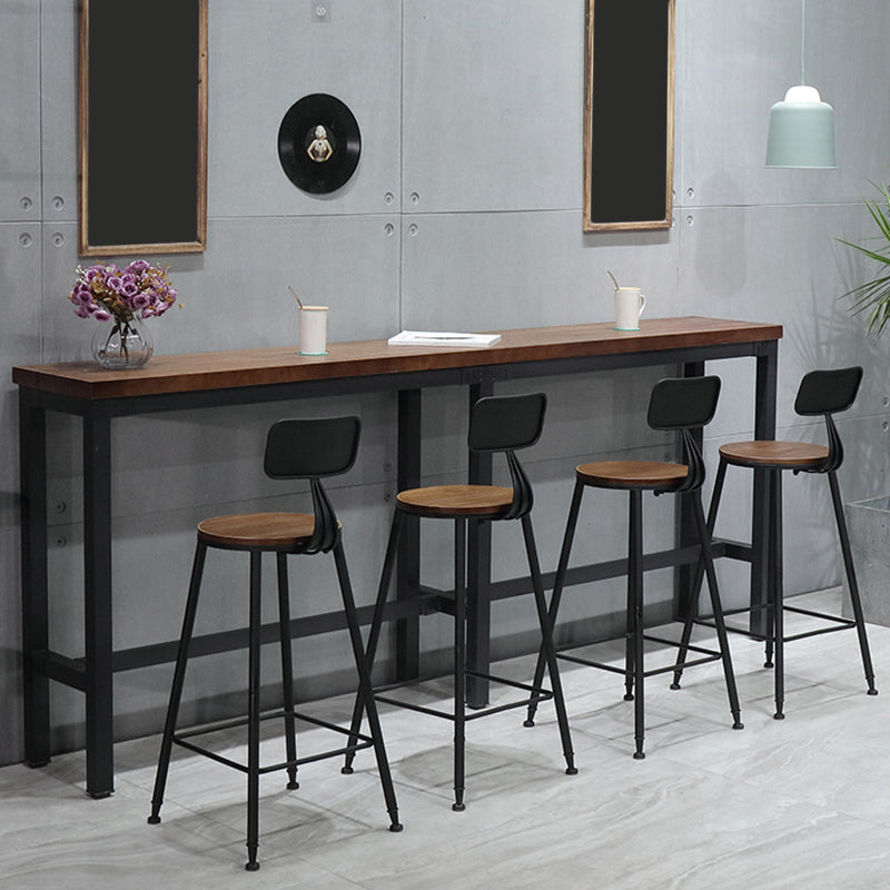 Modern Bar Dining Table Rectangle Bar Solid Wood Table in Brown