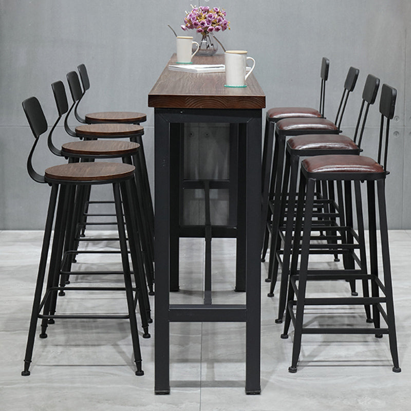 Modern Bar Dining Table Rectangle Bar Solid Wood Table in Brown