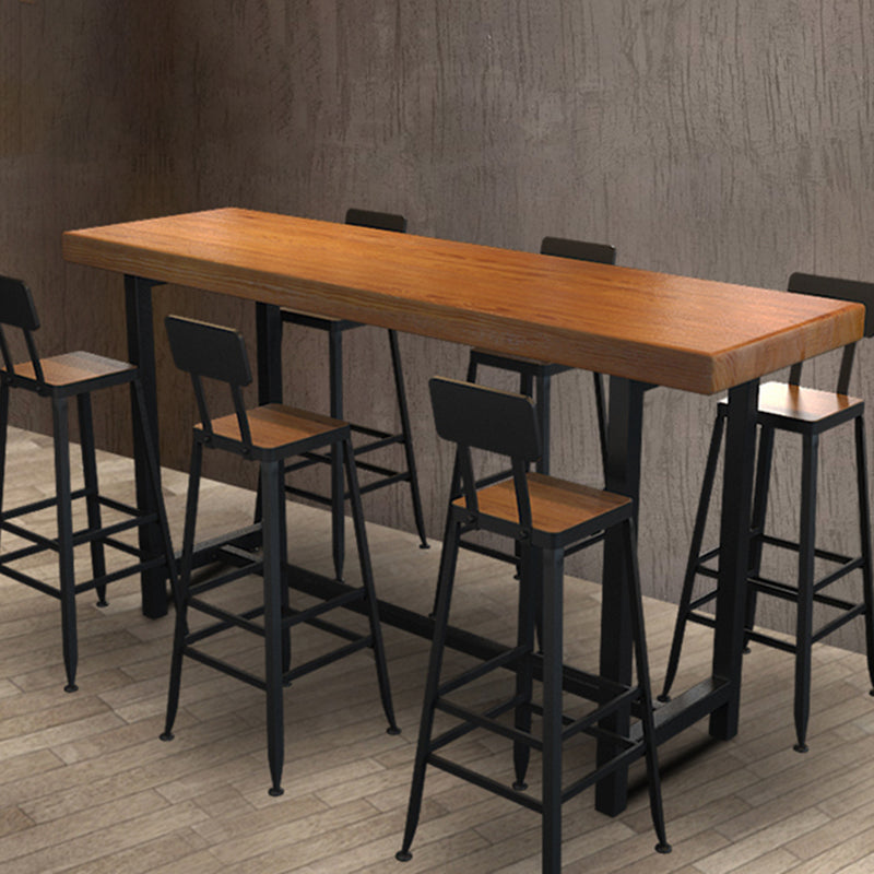 Modern Bar Dining Table Rectangle Bar Solid Wood Table in Brown