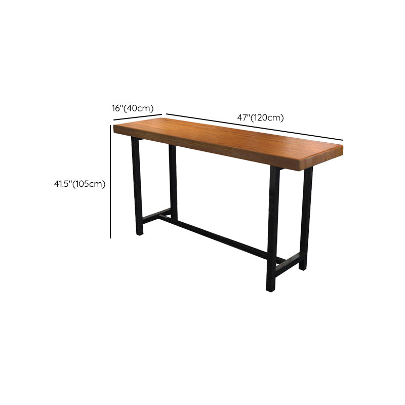 Modern Bar Dining Table Rectangle Bar Solid Wood Table in Brown