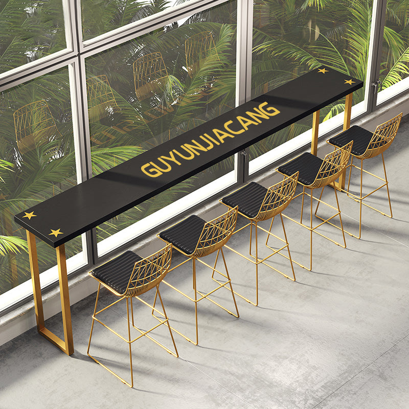 Glam Indoor Bar Dining Table Black Rectangle Counter Wine Table
