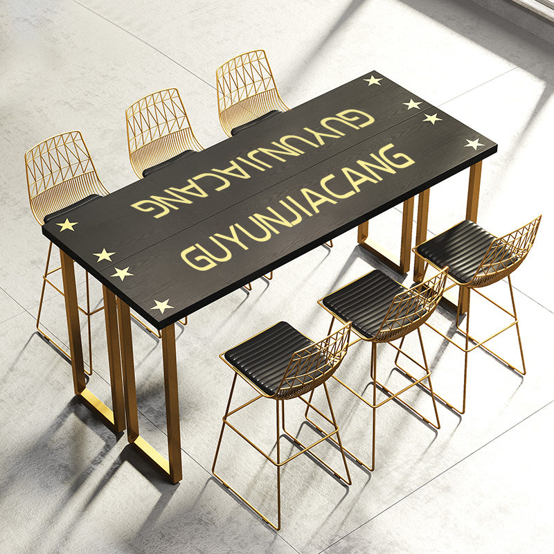 Glam Indoor Bar Dining Table Black Rectangle Counter Wine Table