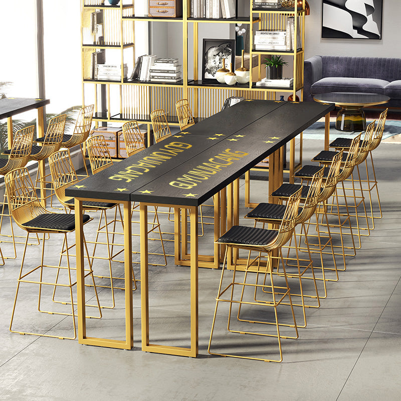 Glam Indoor Bar Dining Table Black Rectangle Counter Wine Table