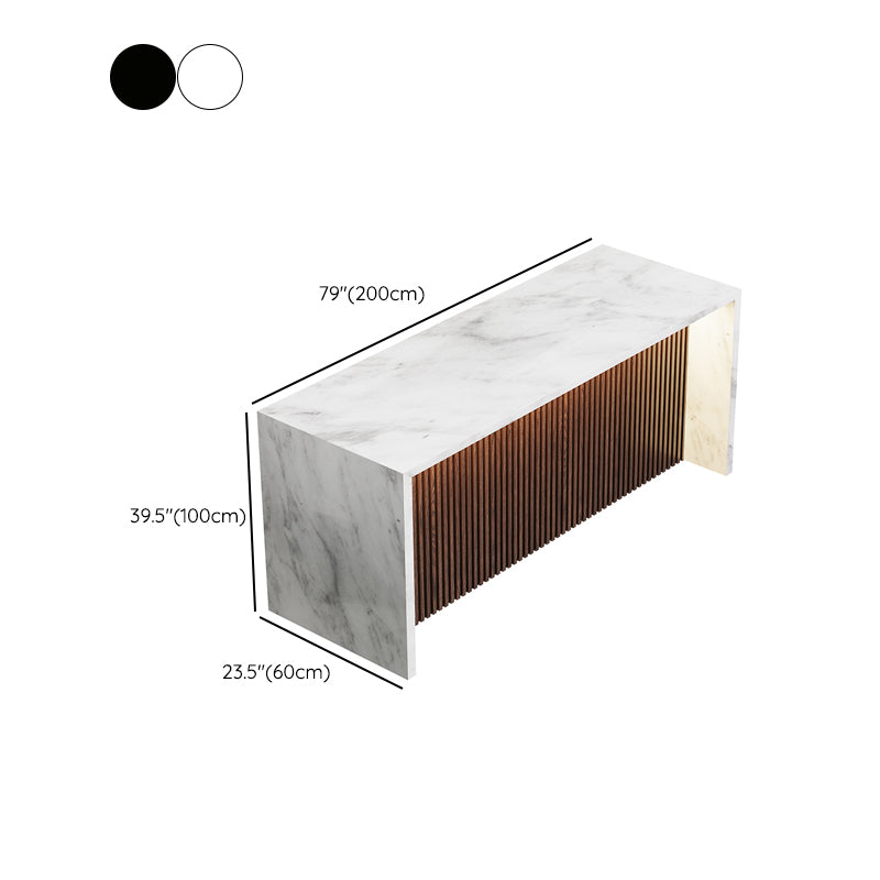White Marble Rectangle Counter Table Glam Indoor Bar Dining Table