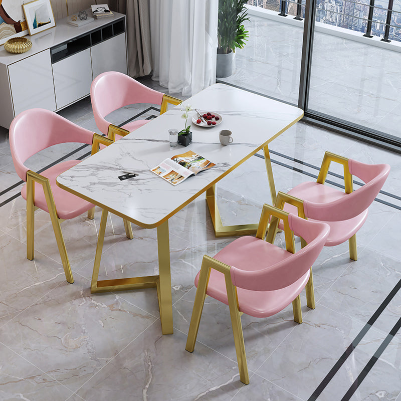 5 Piece Rectangle Shape Wood Top Dining Room Chair and Table Set