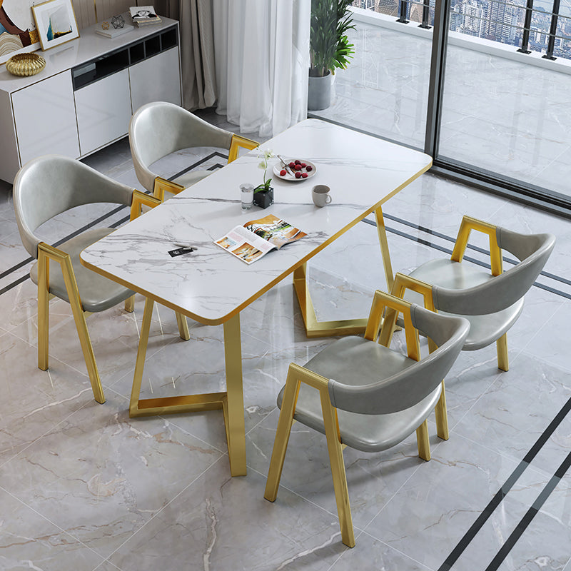 5 Piece Rectangle Shape Wood Top Dining Room Chair and Table Set