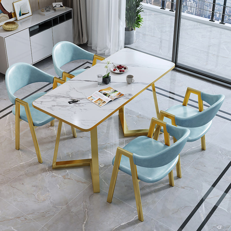 5 Piece Rectangle Shape Wood Top Dining Room Chair and Table Set