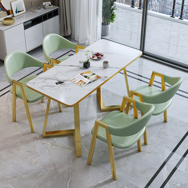 5 Piece Rectangle Shape Wood Top Dining Room Chair and Table Set