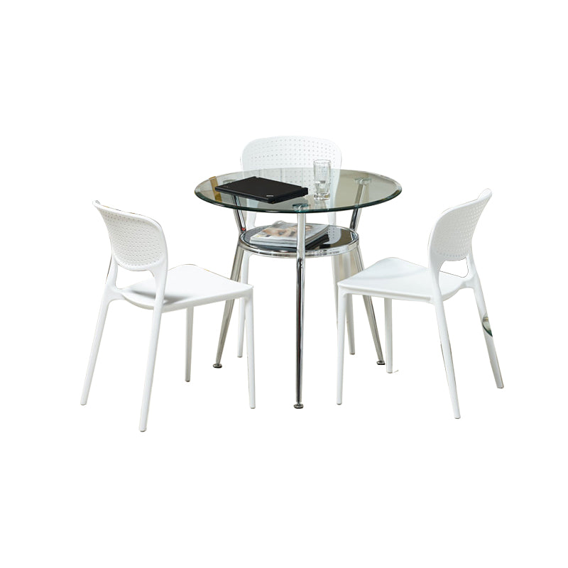 4 Pieces Modern Round Tempered Glass Top Dining Set for Home