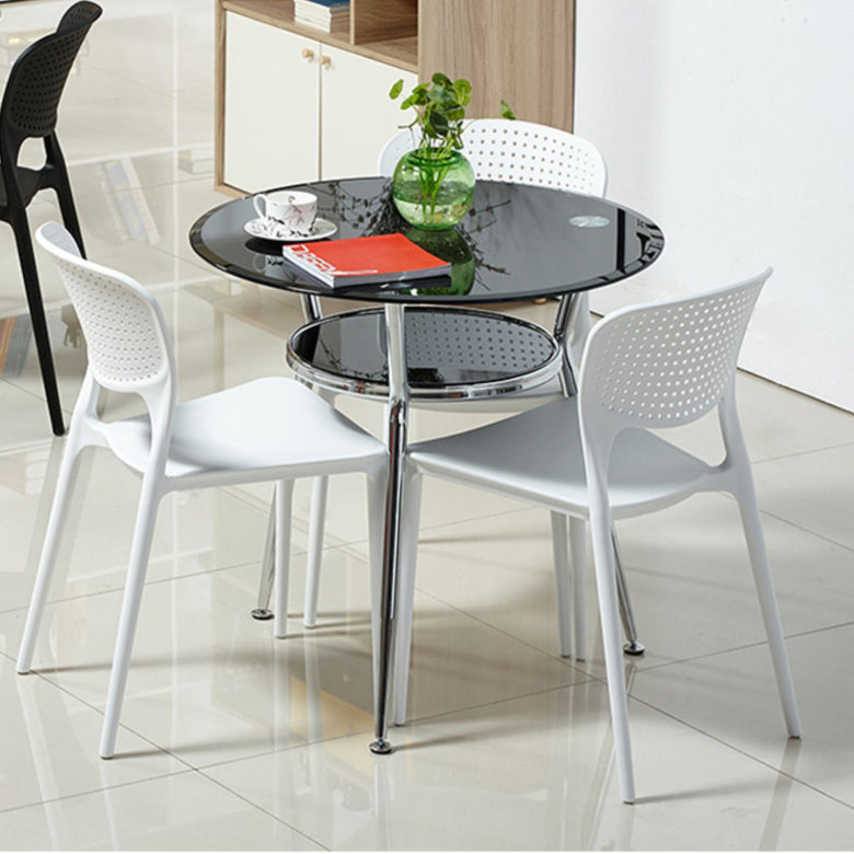 4 Pieces Modern Round Tempered Glass Top Dining Set for Home