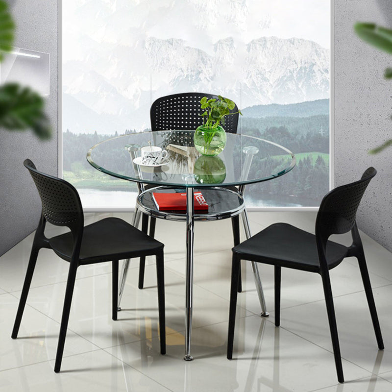 4 Pieces Modern Round Tempered Glass Top Dining Set for Home
