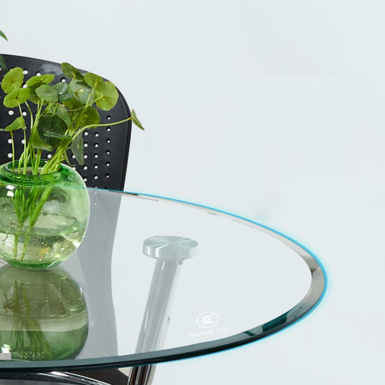 4 Pieces Modern Round Tempered Glass Top Dining Set for Home