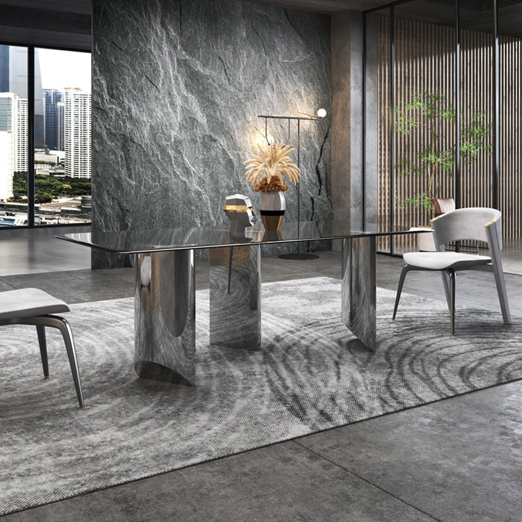 1/2/3 Pieces Modern Rectangle Tempered Glass Top Dining Set for Home