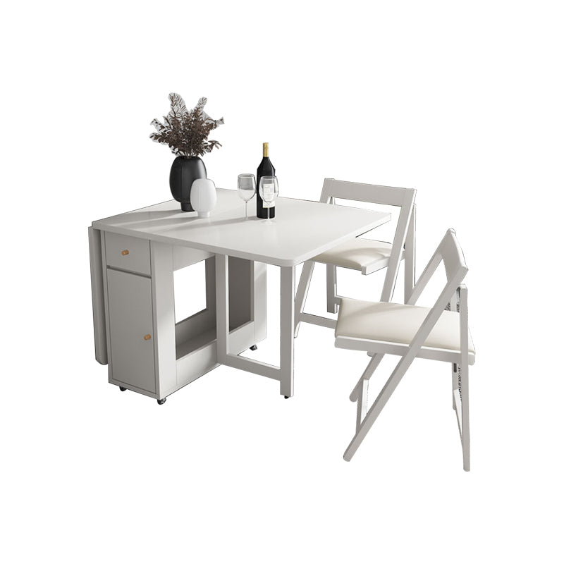 3/5/7 Pieces Modern White Wooden Rectangle Folding Dining Set for Home