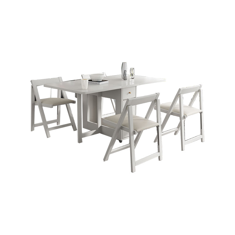 3/5/7 Pieces Modern White Wooden Rectangle Folding Dining Set for Home