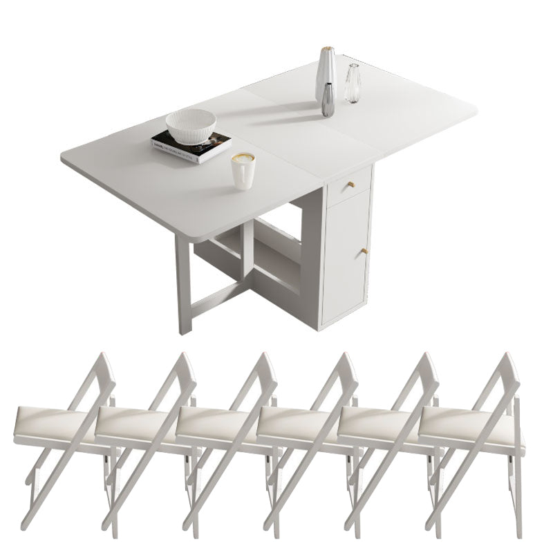 3/5/7 Pieces Modern White Wooden Rectangle Folding Dining Set for Home