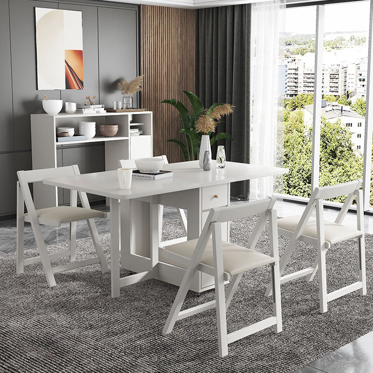 3/5/7 Pieces Modern White Wooden Rectangle Folding Dining Set for Home