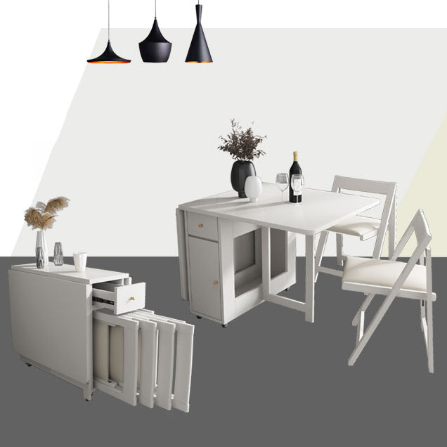 3/5/7 Pieces Modern White Wooden Rectangle Folding Dining Set for Home