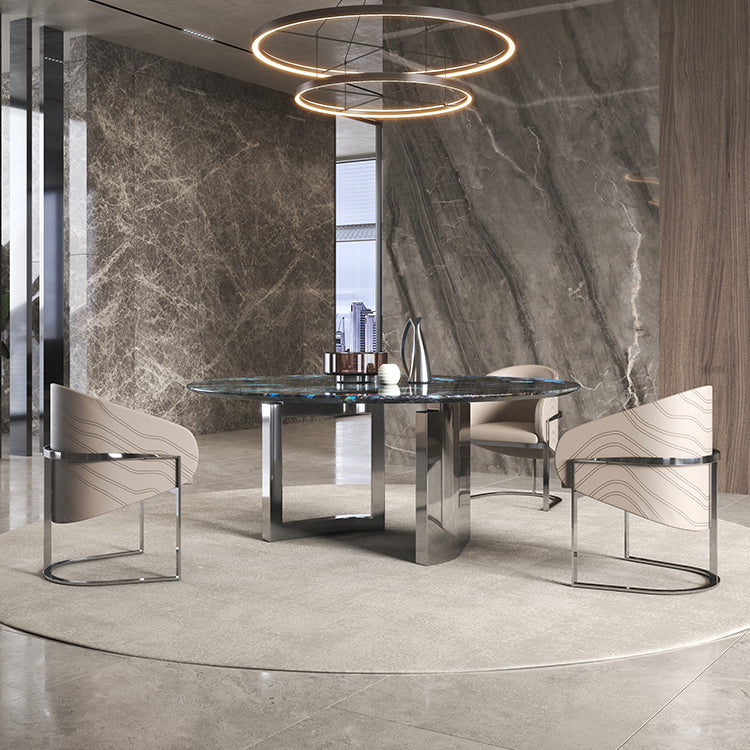 1/4/7 Pieces Stone Top Stainless Steel Base Dining Set for Home