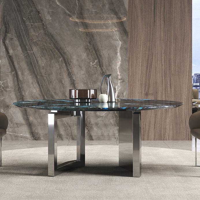 1/4/7 Pieces Stone Top Stainless Steel Base Dining Set for Home