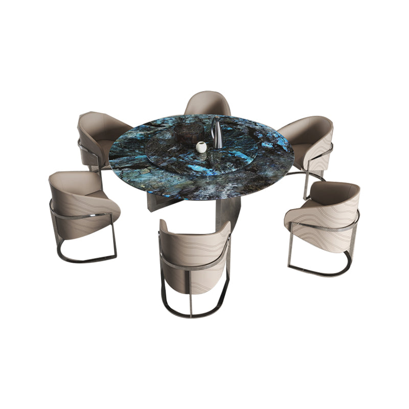 1/4/7 Pieces Stone Top Stainless Steel Base Dining Set for Home