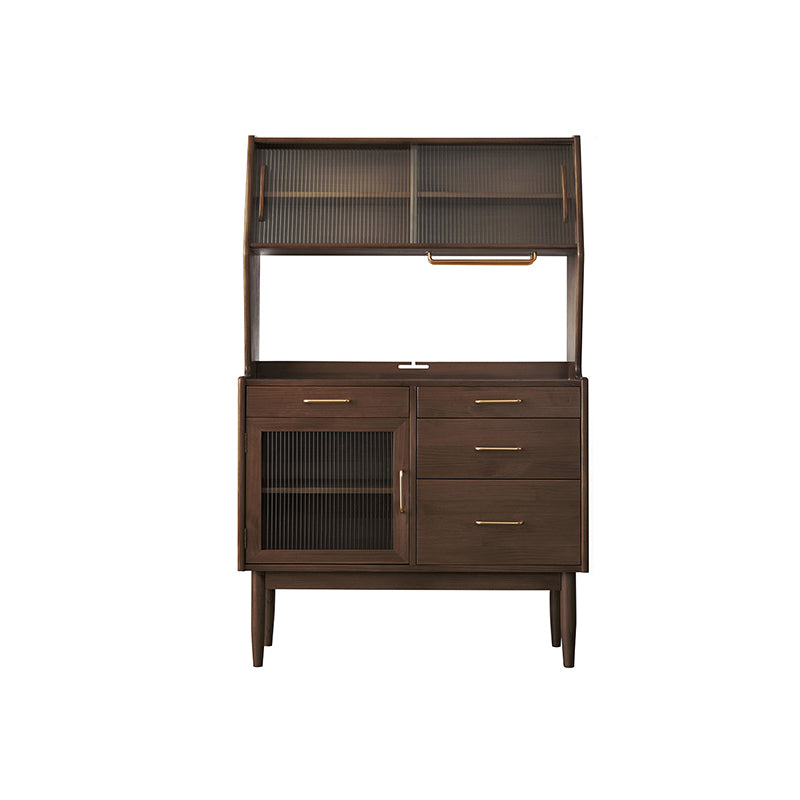 Contemporary Glass Doors Sideboard Cabinet with Storage for Home Use