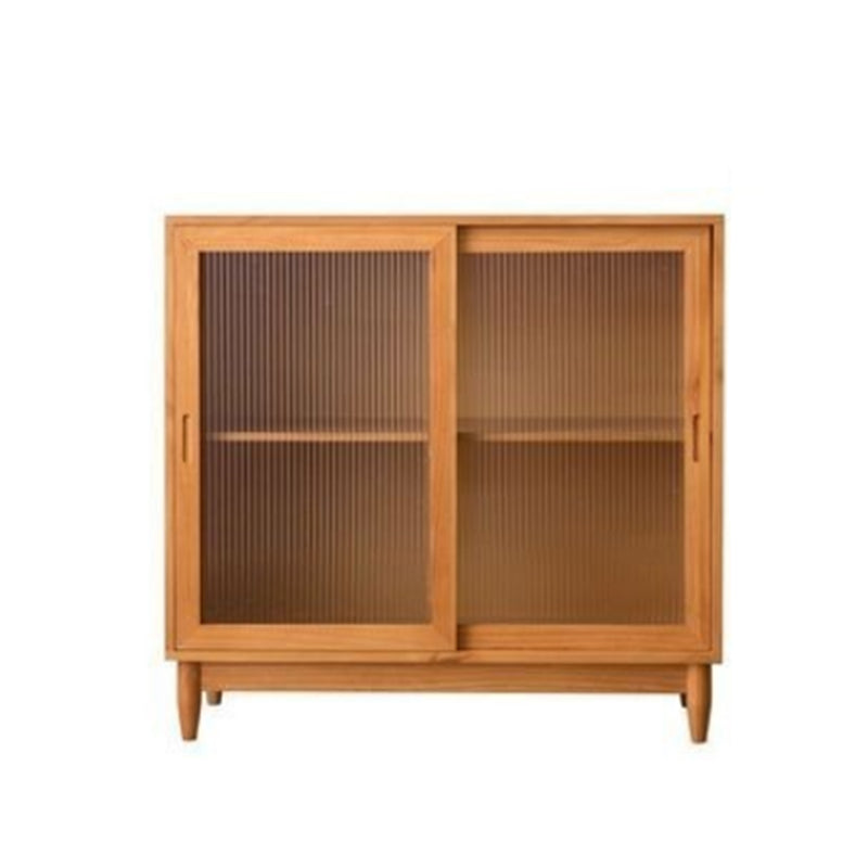Nordic Style Solid Wood Storage Sideboard Cabinet with Glass Doors