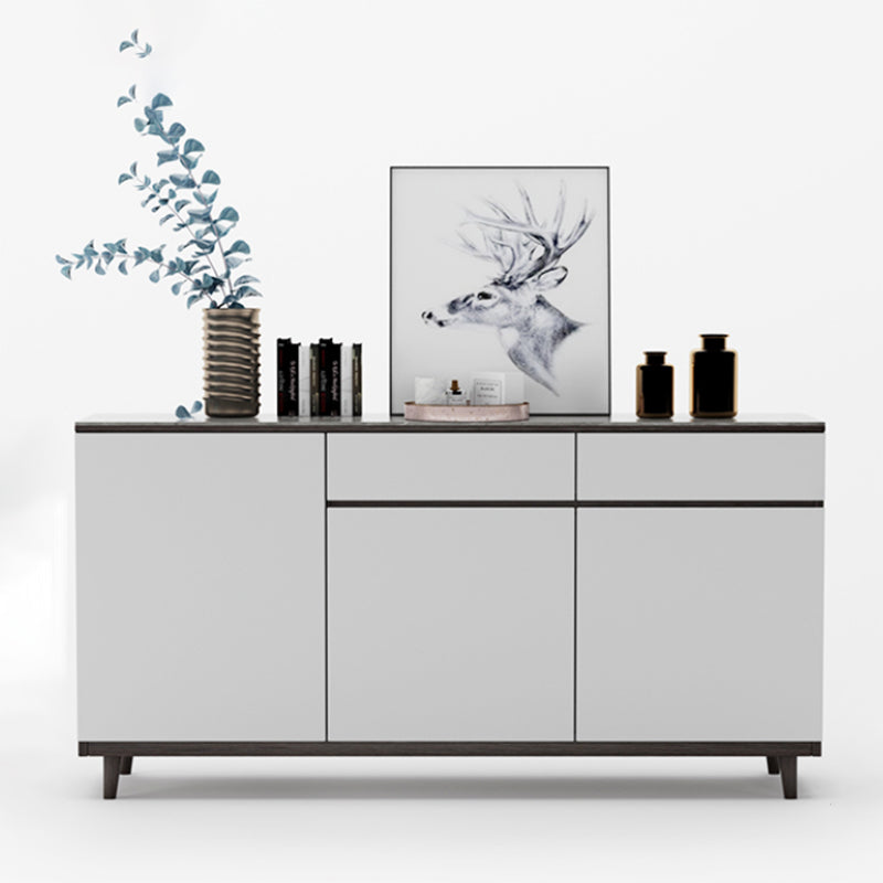 Modern Style Sintered Stone Top Storage Sideboard Cabinet in White