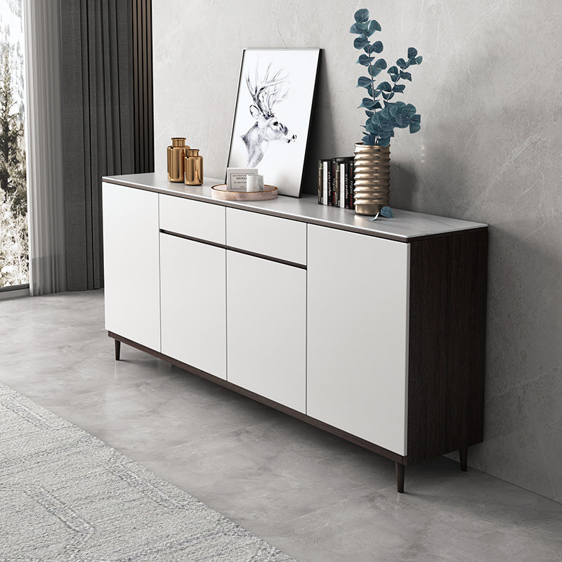 Modern Style Sintered Stone Top Storage Sideboard Cabinet in White