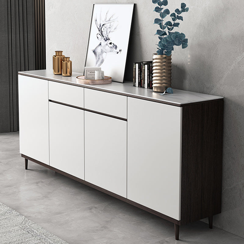 Modern Style Sintered Stone Top Storage Sideboard Cabinet in White