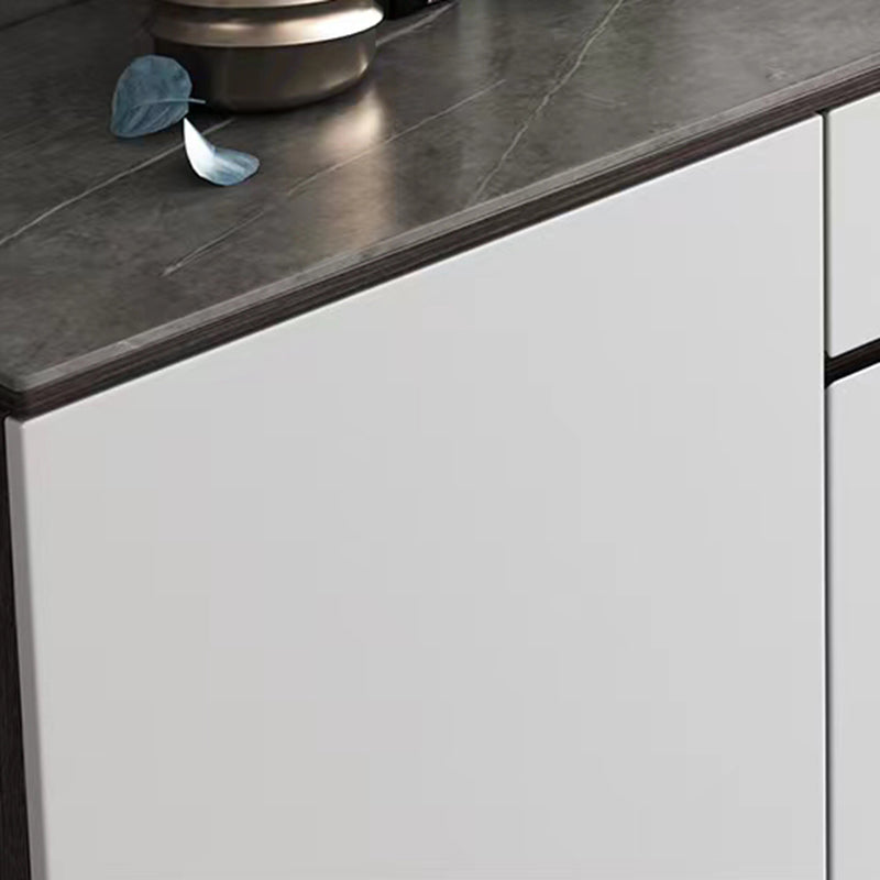 Modern Style Sintered Stone Top Storage Sideboard Cabinet in White