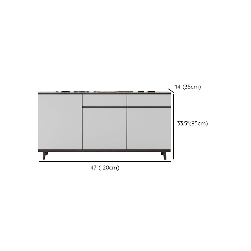 Modern Style Sintered Stone Top Storage Sideboard Cabinet in White