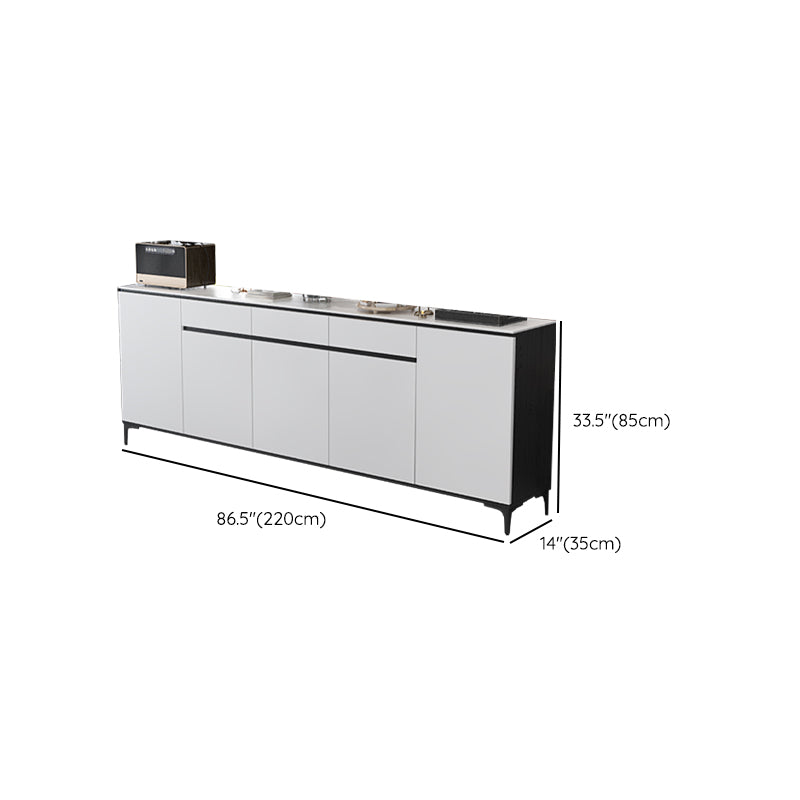 Modern Style Sintered Stone Top Storage Sideboard Cabinet in White