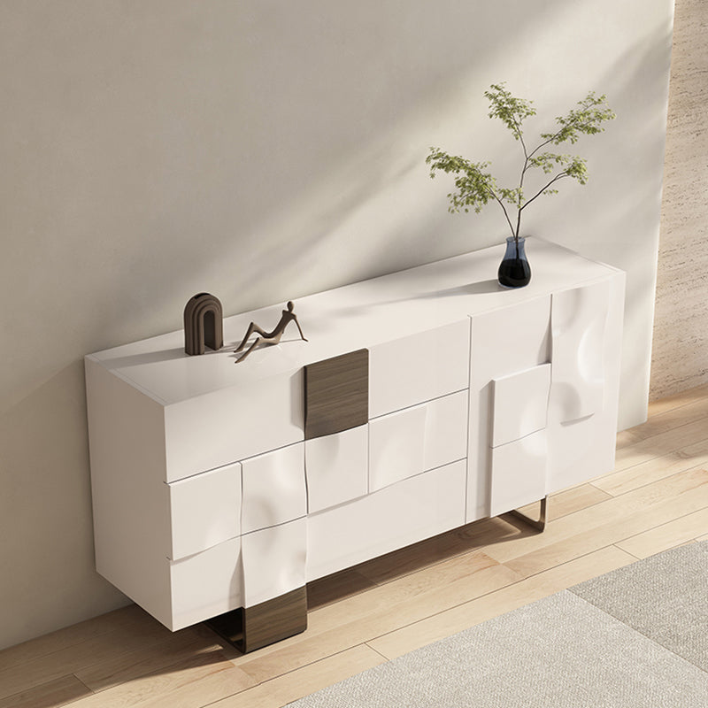 Nordic Style Solid Wood Storage Drawers Sideboard Cabinet in White