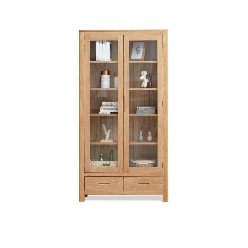 Solid Wood Display Cabinet Modern Style Glass Door with Adjustable Shelf